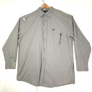 Rocawear Pearl Snap-Up Shirt Mens Gray Zip Pocket Western Minimalist Urban Sz 4X